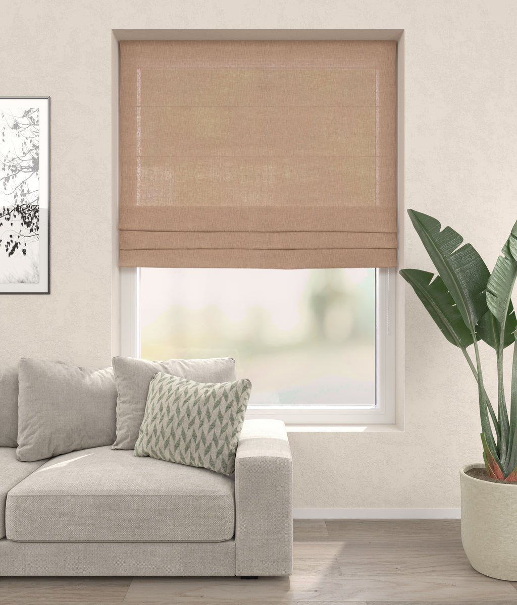 Vouwgordijn Linnenlook Oud Roze