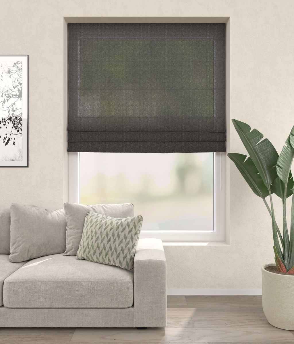 Vouwgordijn Linnenlook Zwart Afbeelding 1