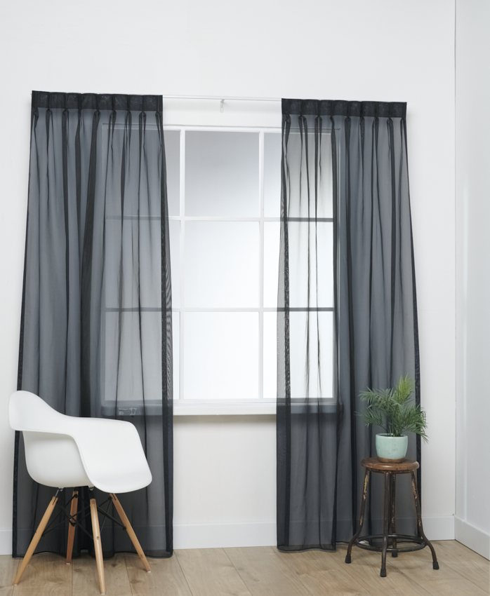 Brandvertragende Voile Zwart