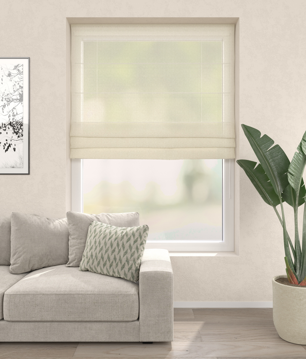 Vouwgordijn Linnenlook Ecru Afbeelding 1