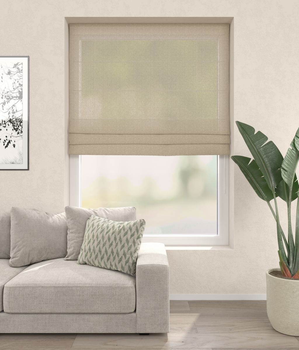 Vouwgordijn Linnenlook Zand Afbeelding 1