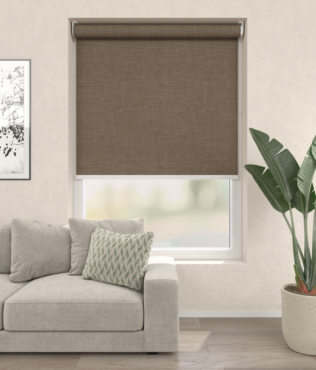 Elektrisch Rolgordijn Toscane Linnenlook Taupe 5300 Afbeelding 1