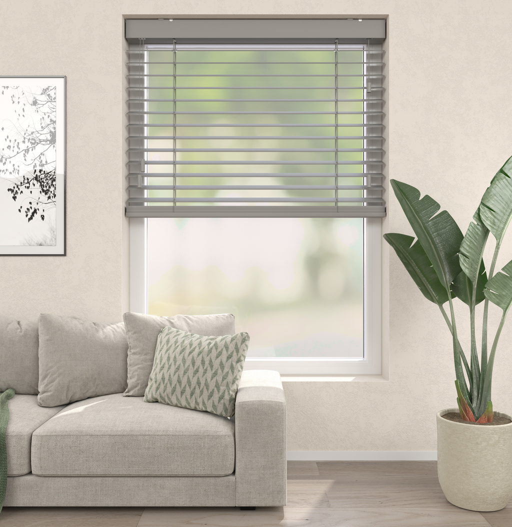 Houten Jaloezieën - Premium Warm Grijs