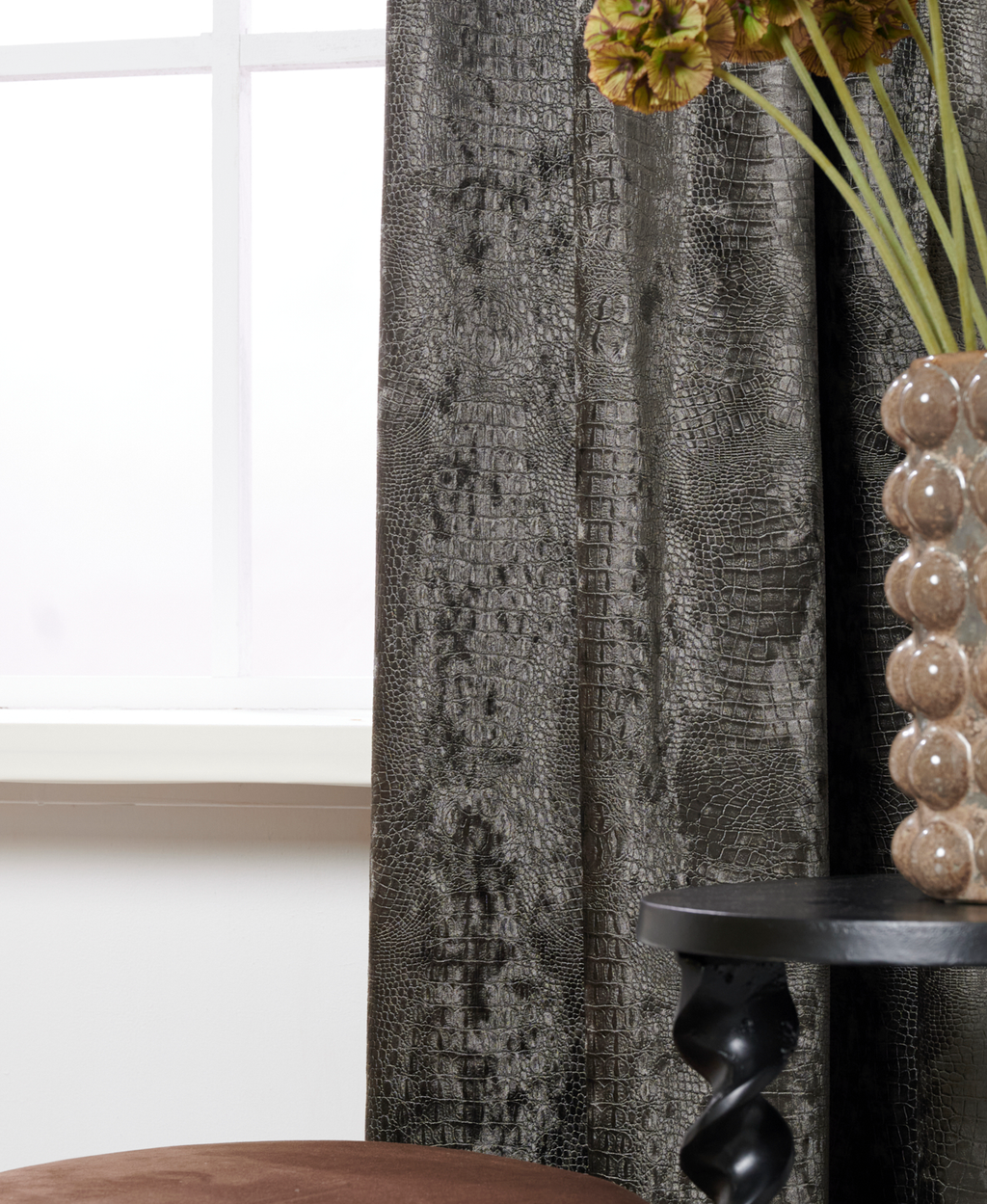 Gordijn Velvet Croco Antraciet 4 Afbeelding 2