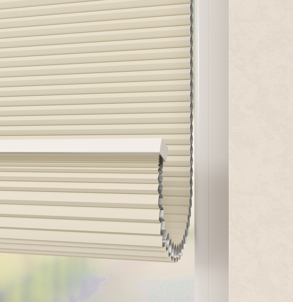 Elektrische Plissé gordijnen Monaco Ecru Verduister 02