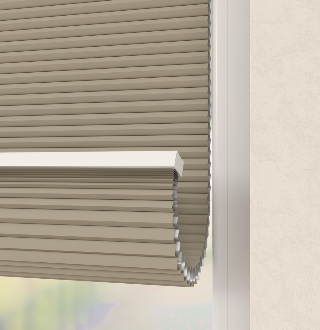 Elektrische Plissé gordijnen Monaco Zand Verduister 04